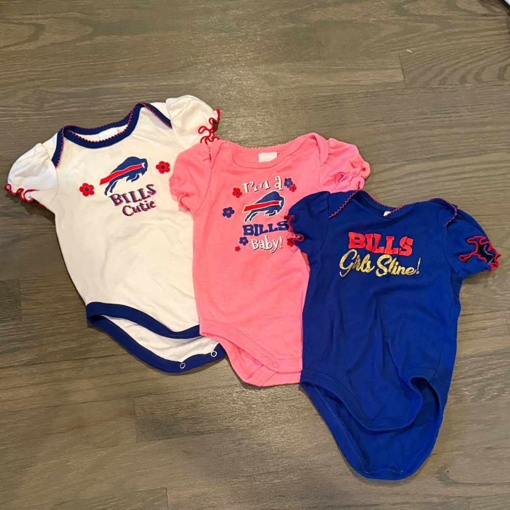 NFL Buffalo Bills Baby Bodysuit Set - White, Pink, Blue